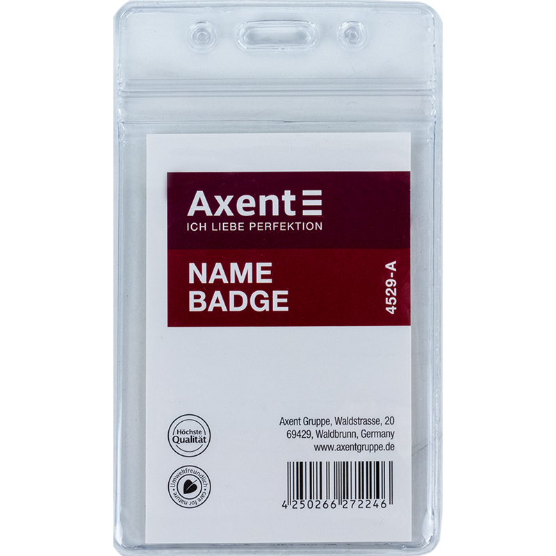 Бейдж вертикальний Axent 4529-A 54x82 мм, прозорий